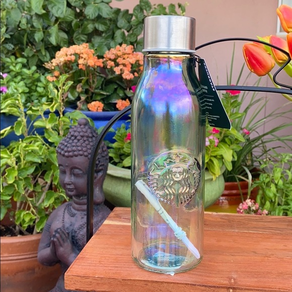 New Starbucks Recycled Glass Iridescent Water Bottle - Picture 10 of 15